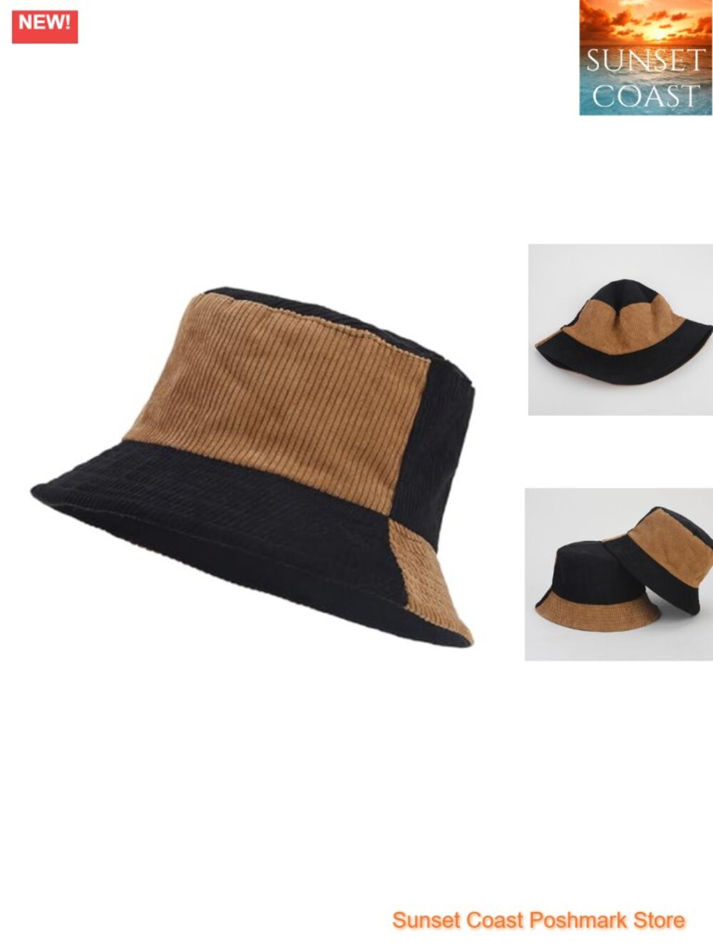 Corduroy Bucket Hat Reversible Unisex Packable Travel Sun Cap